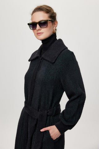 Hooded Jacket with Belt Detail, Ready to Wear, Black/Navy, Ready to Wear 0221