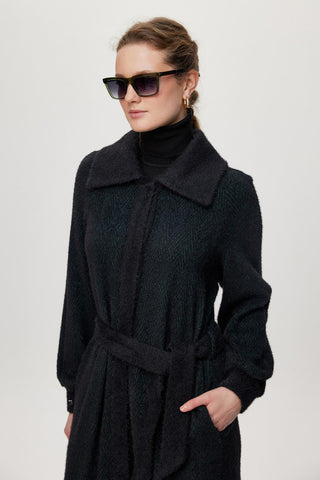 Hooded Jacket with Belt Detail, Ready to Wear, Black/Navy, Ready to Wear 0221