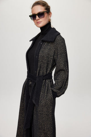 Hooded Sweatshirt with Belt Detail, Ready to Go, Black/Beige, Ready to Go 0221