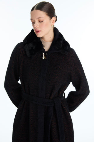Hooded Jacket with Belt Detail, Ready to Wear, Black/Brown, Ready to Wear 0221