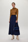 Aksesuar Detaylı Gizli Fermuarlı Lacivert Etek 0228