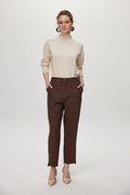 Slit Detail Coffee Trousers 0240