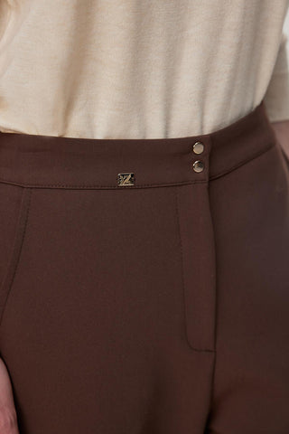 Slit Detail Coffee Trousers 0240