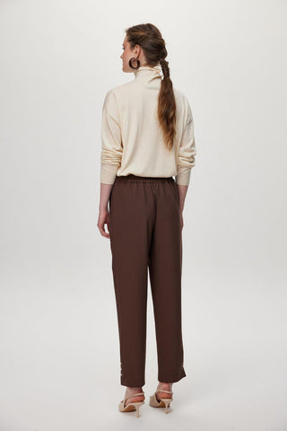 Slit Detail Coffee Trousers 0240