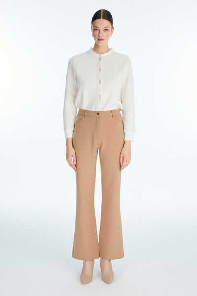 Yüksek Bel Düz Paça Camel Pantolon 0255