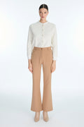 High Waist Straight Leg Camel Trousers 0255