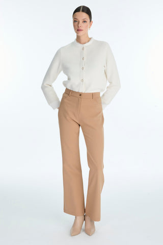 Yüksek Bel Düz Paça Camel Pantolon 0255