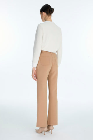High Waist Straight Leg Camel Trousers 0255