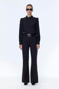 High Waist Straight Leg Black Trousers 0255