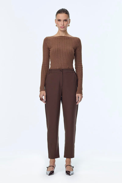 Beli Lastikli Kahve Pantolon 0259