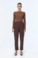 Coffee-colored trousers with elastic waistband 0259