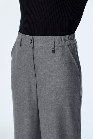 Wide-Leg Trousers with Accessory Details, Grey Trousers 0260