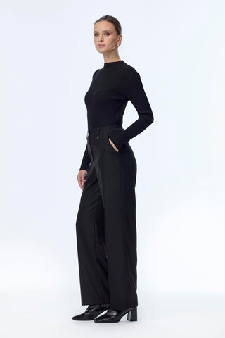 Accessory Detail Wide Leg Trousers Black Trousers 0260