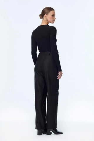 Accessory Detail Wide Leg Trousers Black Trousers 0260