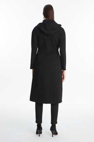 Hooded Sweatshirt with Elastic Waist, Black, Ready to Go 0313