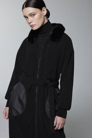 Kürk Yaka Kuşak Detaylı Giy Çık