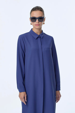 Gizli Düğme Detaylı Tunik Gece Mavisi Tunik 0767