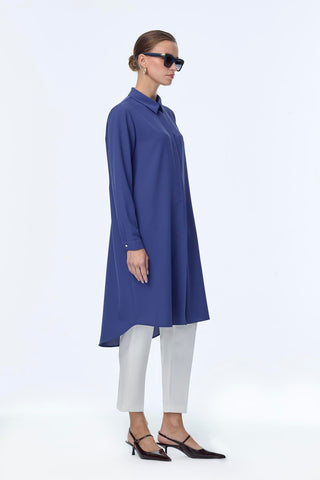 Gizli Düğme Detaylı Tunik Gece Mavisi Tunik 0767