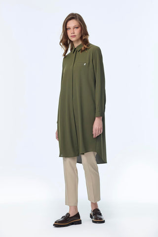 Gizli Düğme Detaylı Tunik Haki Tunik 0767