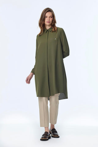 Gizli Düğme Detaylı Tunik Haki Tunik 0767