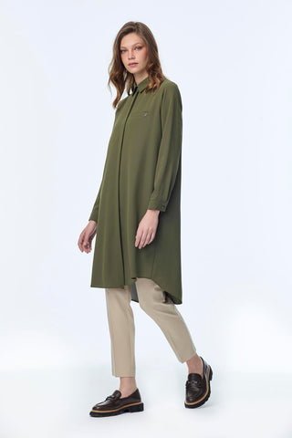 Gizli Düğme Detaylı Tunik Haki Tunik 0767