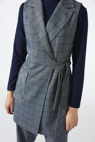 Plaid Pattern Three-Piece Set Indigo 1050
