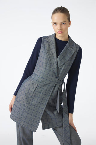 Plaid Pattern Three-Piece Set Indigo 1050