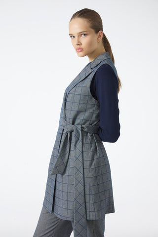 Plaid Pattern Three-Piece Set Indigo 1050