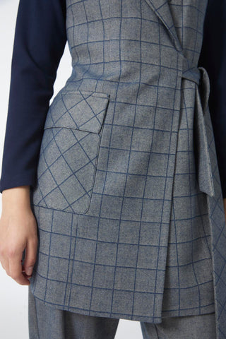 Plaid Pattern Three-Piece Set Indigo 1050