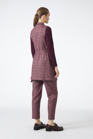 Plaid Pattern Three-Piece Set in Plum 1050