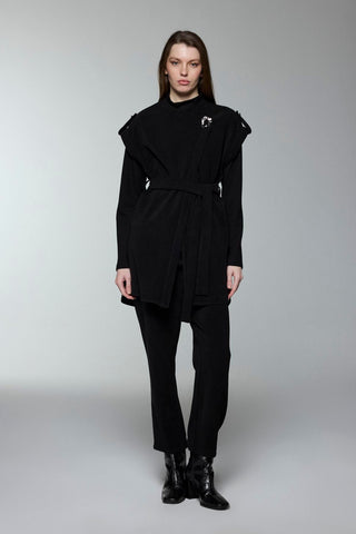 Black Suit with Brooch Detail and Belt 1176