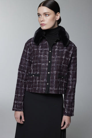 Kürk Yaka Düğme Detaylı Ikili