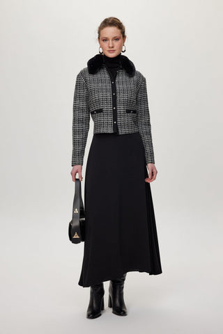 Kürk Yaka Düğme Detaylı Ikili