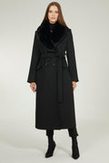 Black Coat with Fur Collar Detail 12358