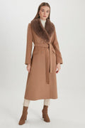 Fur-Collared Coat, Tan, 12358