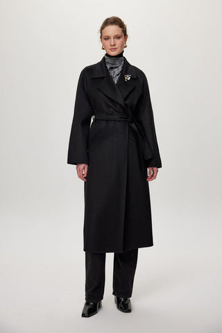 Yün Karışımlı Handmade Premium Siyah Kaban 13300