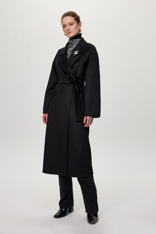 Yün Karışımlı Handmade Premium Siyah Kaban 13300