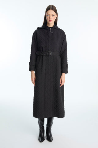 Hooded Jacket with Belt, Ready to Wear, Black, Ready to Wear 13528