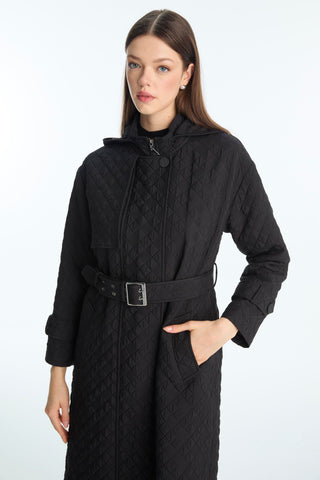 Hooded Jacket with Belt, Ready to Wear, Black, Ready to Wear 13528