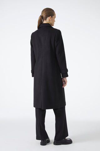 Double-Breasted Long Coat, Black Coat 13570