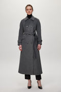 Double Pocket Belted Cashmere Smoke Grey Coat 13659