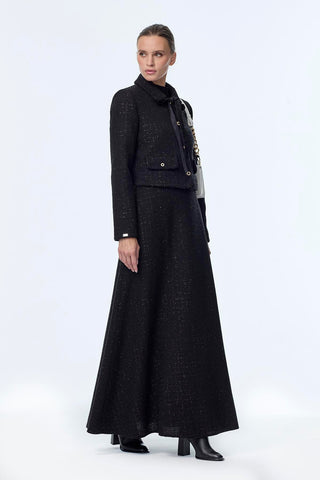 Tweed Patterned Two-Piece Black Set 1373