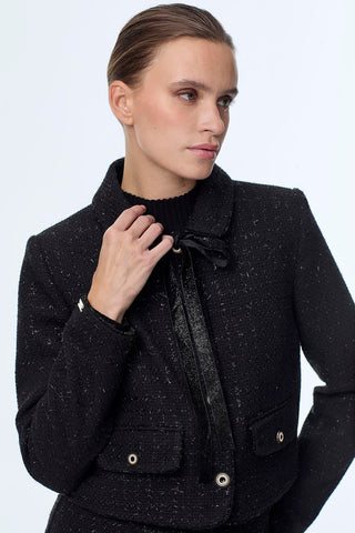 Tweed Patterned Two-Piece Black Set 1373