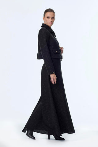 Tweed Patterned Two-Piece Black Set 1373