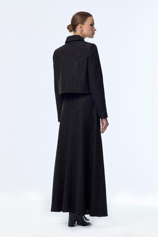 Tweed Patterned Two-Piece Black Set 1373