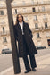 Shirt Collar Belted Black Trench Coat 13751