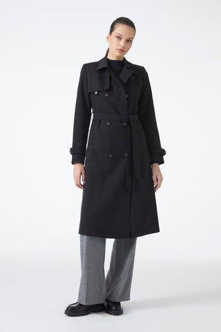 Gömlek Yaka Kuşaklı Siyah Trençkot 13751