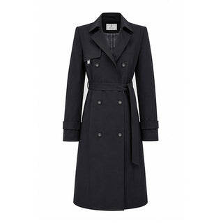 Shirt Collar Belted Black Trench Coat 13751
