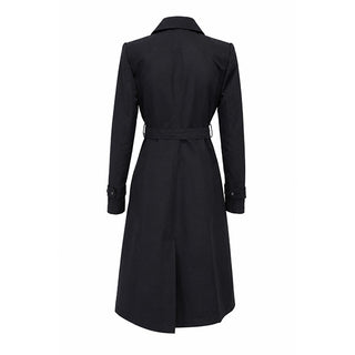 Shirt Collar Belted Black Trench Coat 13751