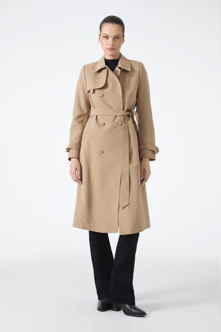 Gömlek Yaka Kuşaklı Vizon Trençkot 13751